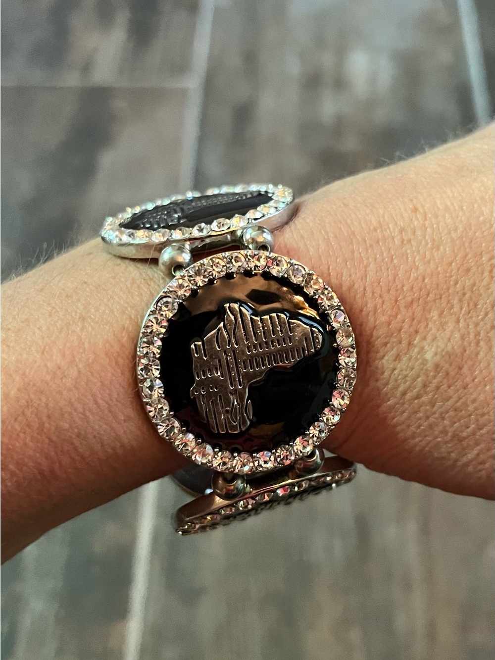 Diamond like Accent Black and Silver (Africa) Wearable Bracelet
